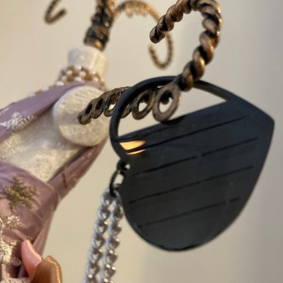 NWOT - Black Stainless Steel Heart Pendant Necklace With Cubic Zirconia Stones - Picture 6 of 7